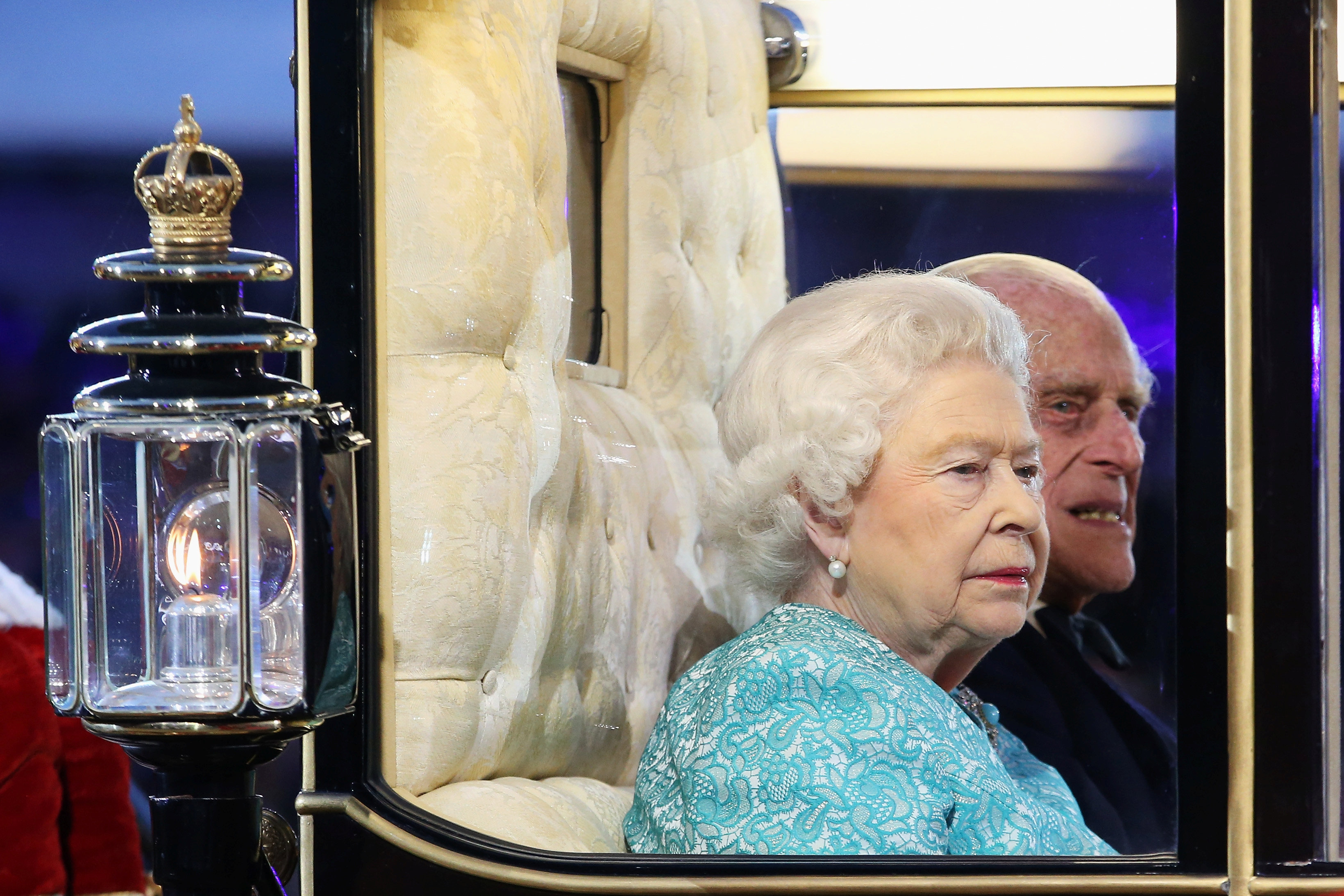 WINDSOR, ENGLAND - MAY 15:  Queen Elizabeth II arrives with Prince Philip, Duke of Edinburgh to attend a 90th Birthday Celebration show at Windsor Castle on May 15, 2016 in Windsor, England.  REUTERS/Chris Jackson/Pool