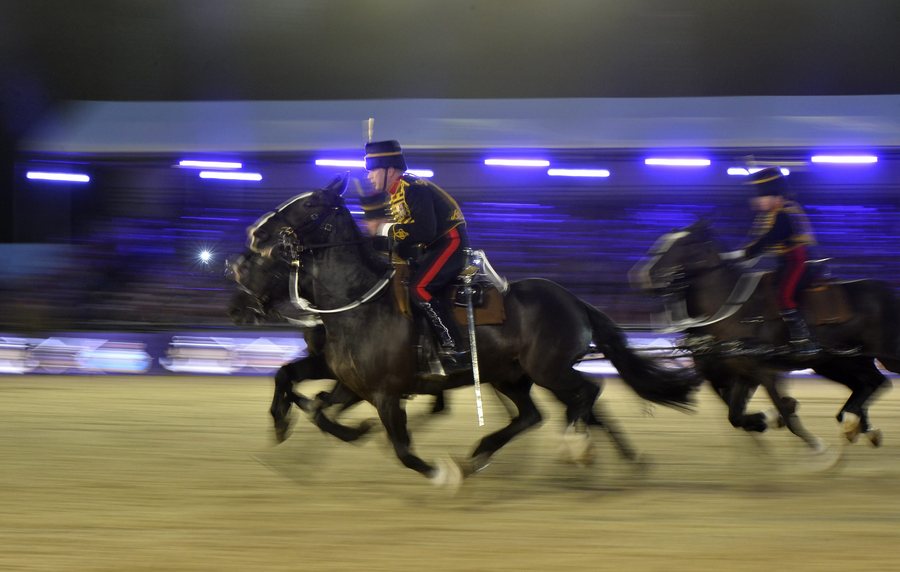 epa05308999 Members of the British Army, King's Troop Royal Horse Artillery perform during Queen Elizabeth II's 90th birthday celebrations at the Royal Windsor Horse Show in the grounds of Windsor Castle in Windsor near London, Britain, 15 May 2016.  EPA/HANNAH MCKAY