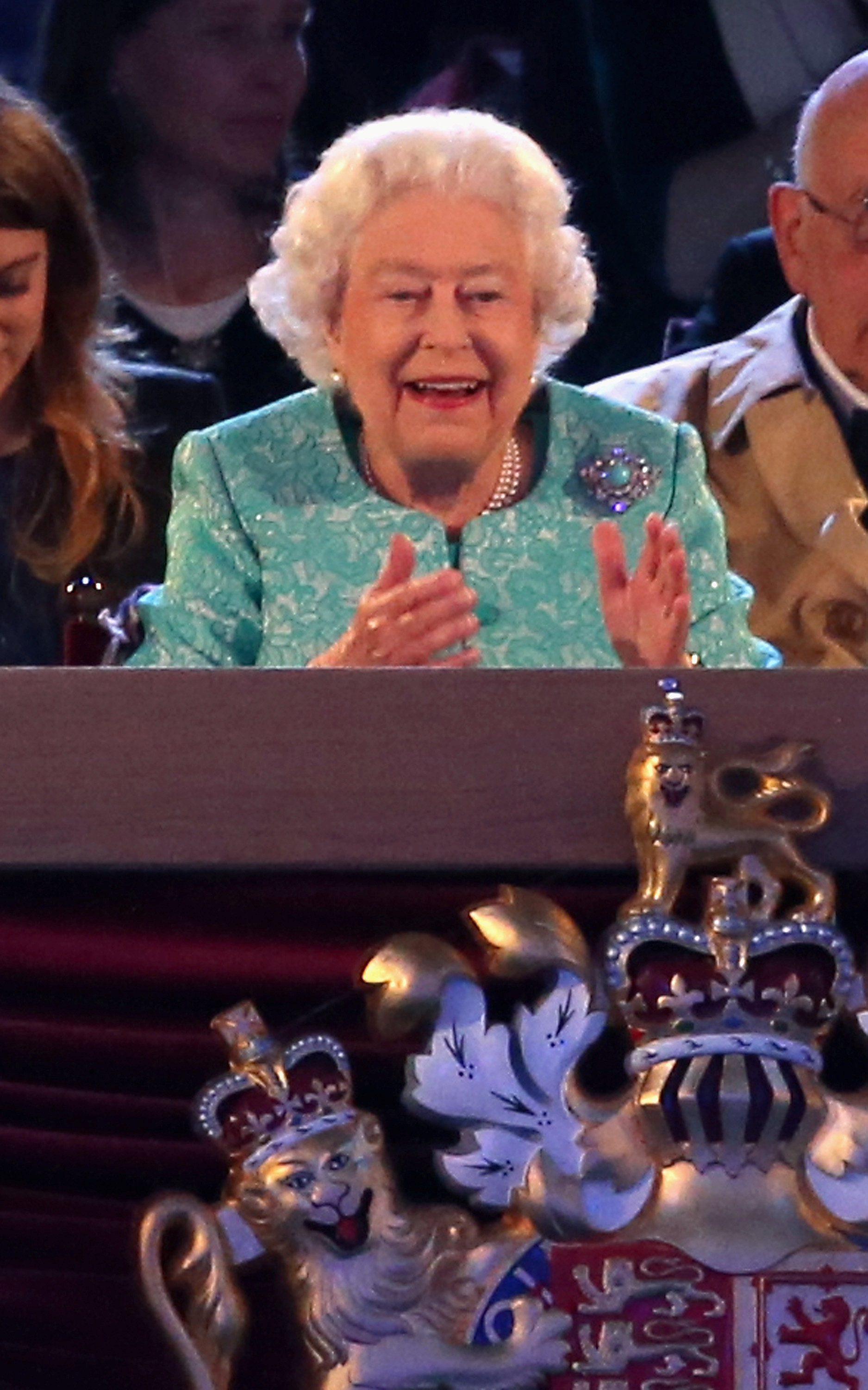 WINDSOR, ENGLAND - MAY 15:  Queen Elizabeth laughs as she attends the final night of her 90th Birthday Celebrations at Windsor on May 15, 2016 in Windsor, England. REUTERS/Chris Jackson/Pool