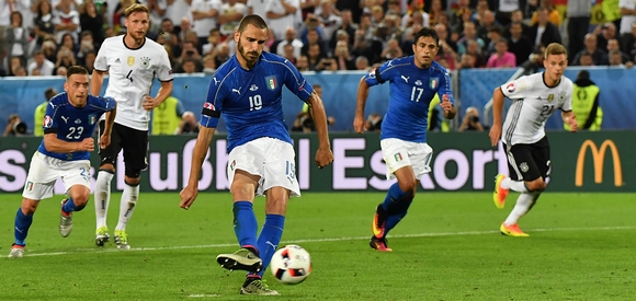 A view of the action between Germany and Italy during their UEFA Euro 2016 Quarter-final match
