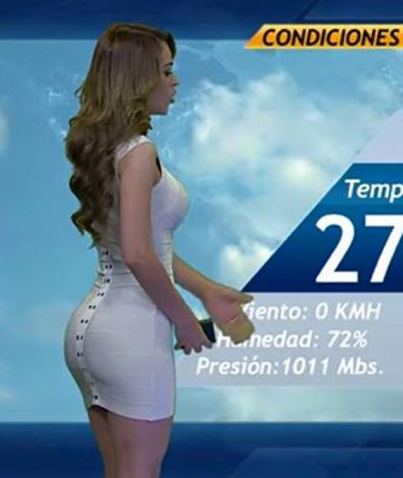 Pic shows: Yanet Garcia. A weather girl that gets temperatures soaring has been criticised for her latest on-show outfit that left little to the imagination. Curvy presenter Yanet Garcia shot to fame when entertainment news portal TMZ and Playboy online declared her "the hottest weather girl" and described her as "a girl that makes you want to watch the weather forecast". The 24-year-old from Mexico has a huge following on social media due to her perfect hour glass figure, which she is not afraid to show off in figure-hugging clothes. However, one of her most recent outfits has caused controversy among viewers. The weather girl can be seen in front of the cameras wearing a so-called nude mini skirt, a flowery tank top and high heels. This outfit has been condemned for stealing the show and taking away attention from the main event, namely the weather forecast. Many of her critics believe she has achieved recognition for her ample physical assets, rather than her talent telling the weather. "This has all been so surprising to me, I am overwhelmed by how fast its grown," said the brunette bombshell in a TV interview. "This is an opportunity to keep on growing and learning. One never stops learning, which is why this is a platform for me to make my dreams come true," added Gracia, who hopes to make it in international show business. Garcia recently appeared on the cover of Mexican mens magazine H as well as a lingerie shoot. Meanwhile, she continues to attract viewers worldwide, who have found a new love for the weather, leaving encouraging comments such as "I didn't understand a word, but I'd watch it all again". (ends)