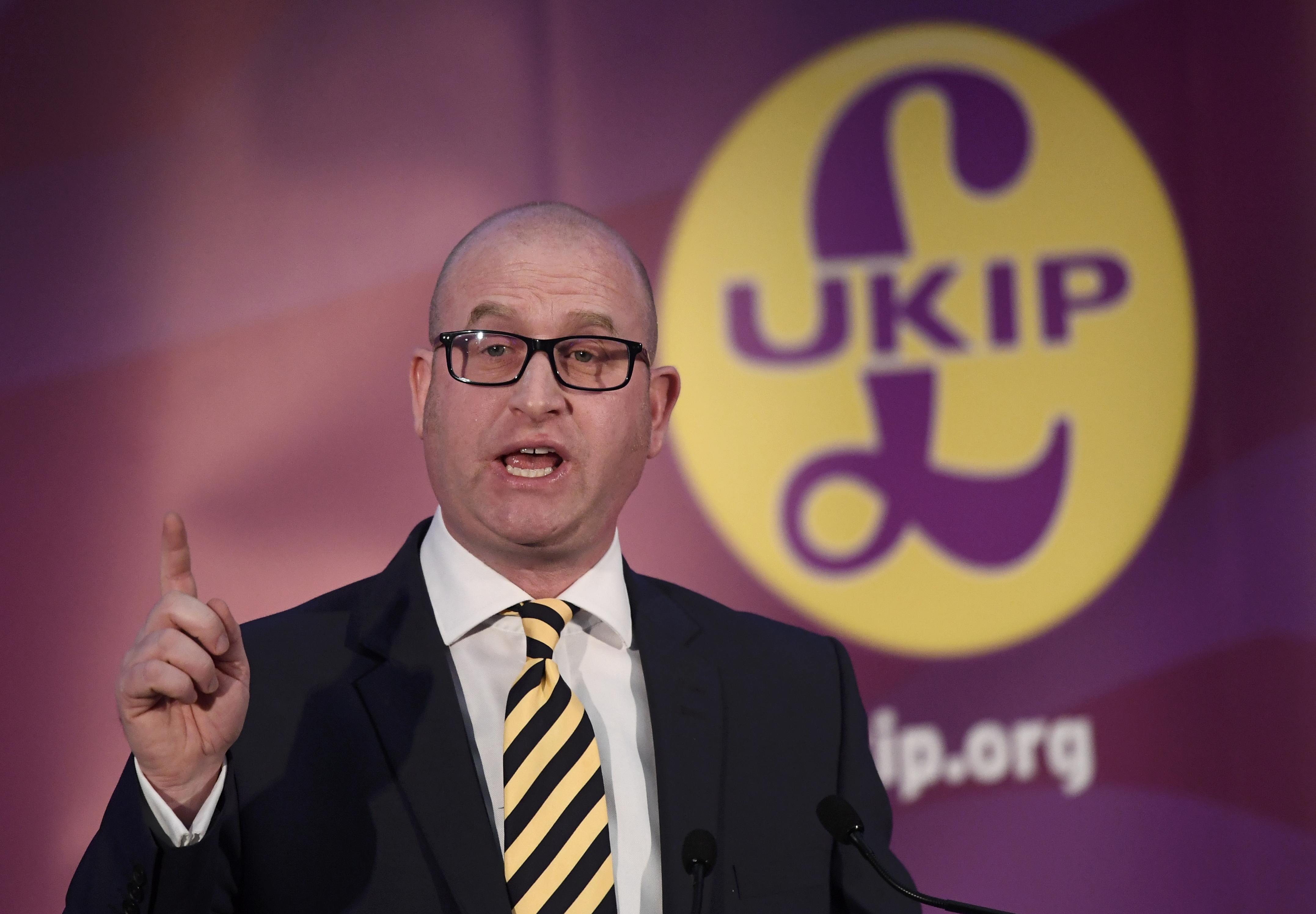 United Kingdom Independence Party (UKIP) newly elected leader Paul Nuttall speaks after the announcement of his success in the leadership election, in London, Britain November 28, 2016. REUTERS/Toby Melville
