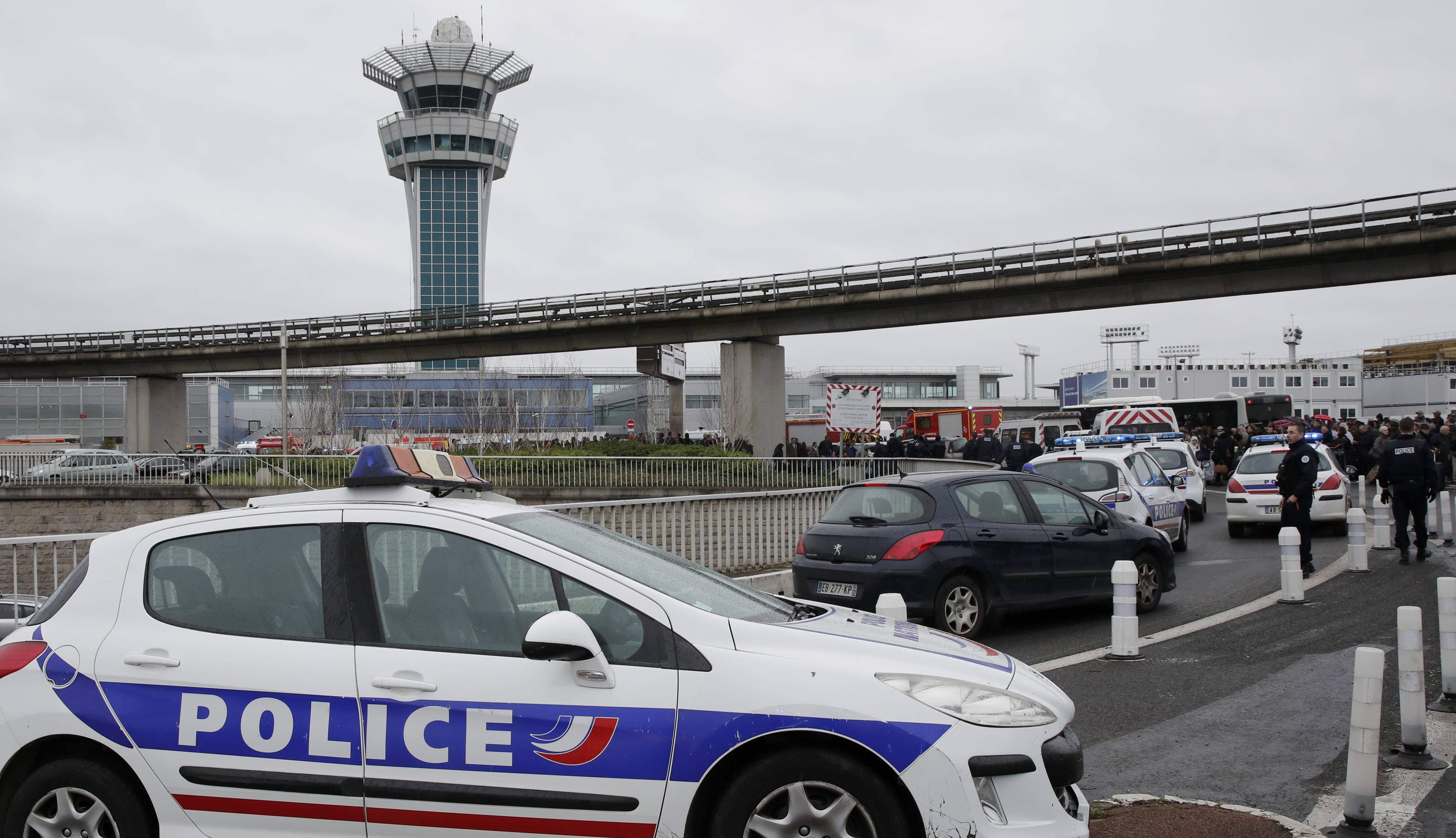 Police at Orly airport southern terminal after shooting incident near Paris