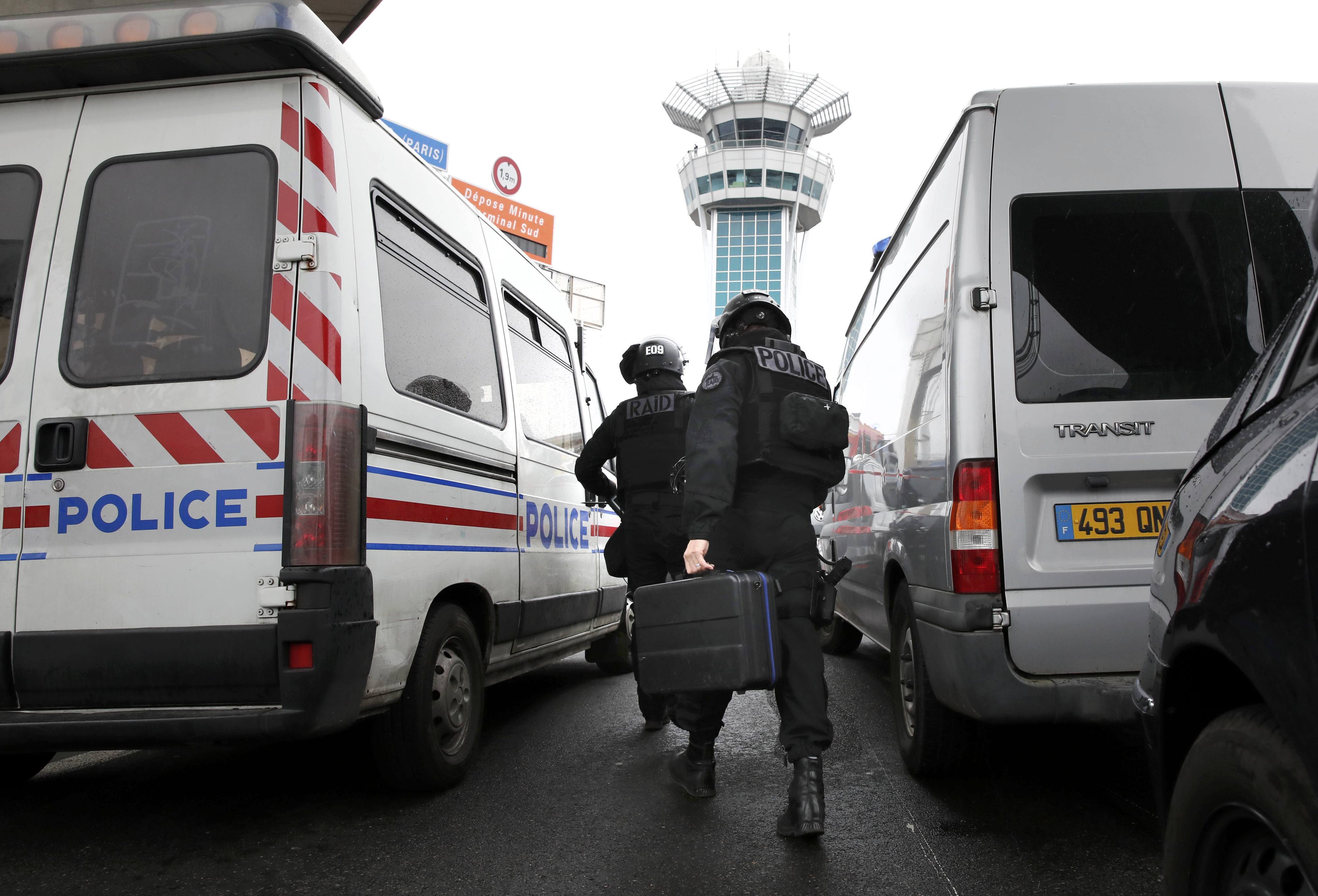 Police at Orly airport southern terminal after shooting incident near Paris