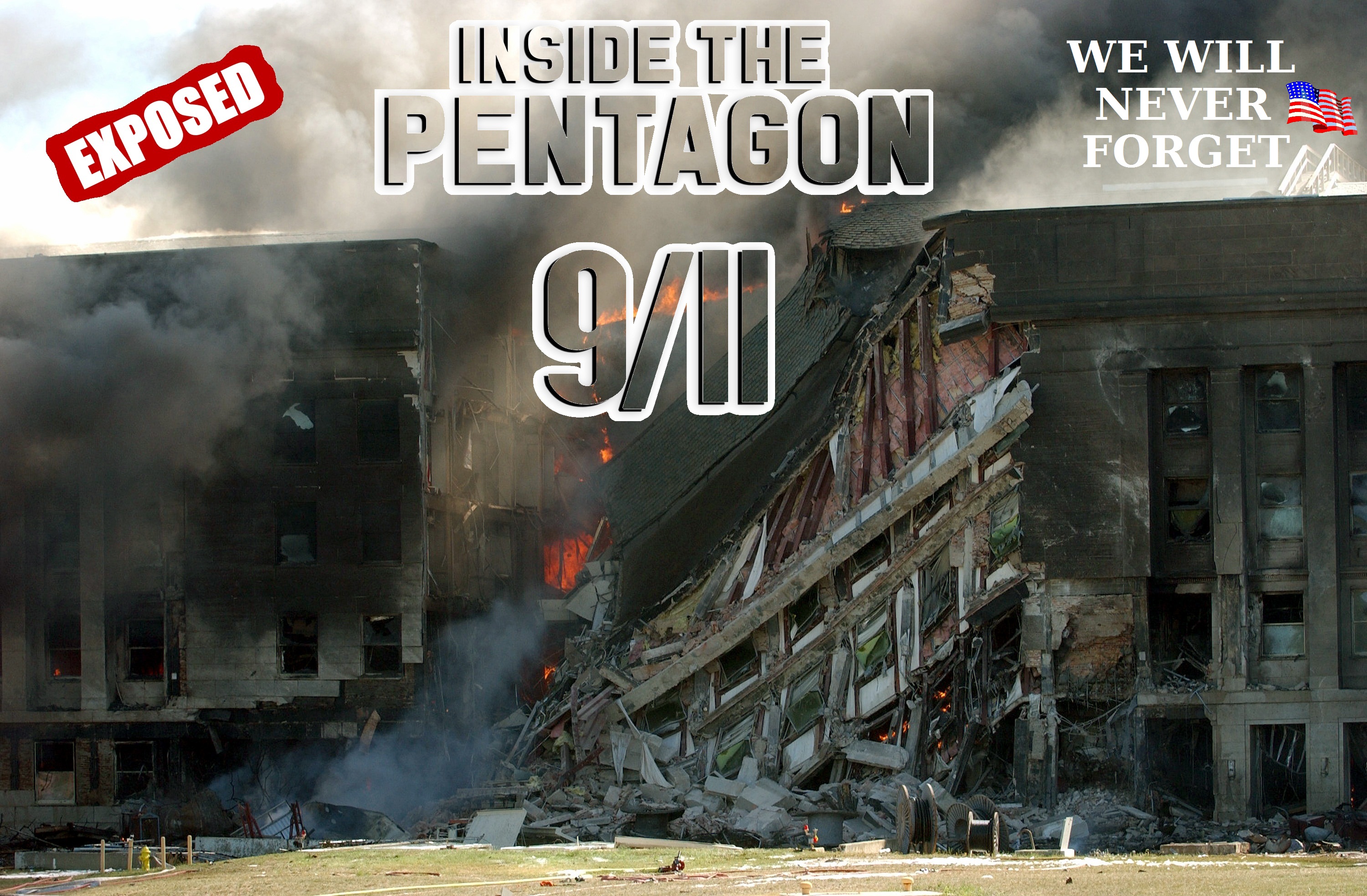 Firefighters work to put out the flames moments after a hijacked jetliner crashed into the Pentagon at approximately 0930 on September 11, 2001.