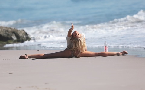 52028266 Playboy Playmate Daisy Lea does splits and other sexy yoga poses while doing a 138 Water Photoshoot in Malibu, CA on April 18th 2016. FameFlynet, Inc - Beverly Hills, CA, USA - +1 (310) 505-9876