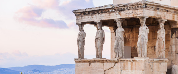 Detail of Erechtheion in Acropolis of Athens, Greece