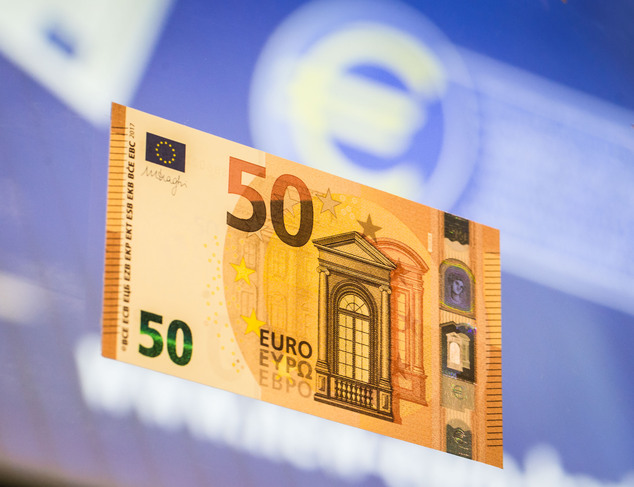 The new 50 euro banknote is presented at the headquarters of the European Central Bank, ECB, in Frankfurt, central Germany, Tuesday, July 5, 2016. (Frank Rumpenhorst/dpa via AP)