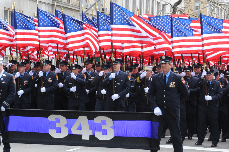New York City Firefighters at the Ceremony of 9-11 attacks