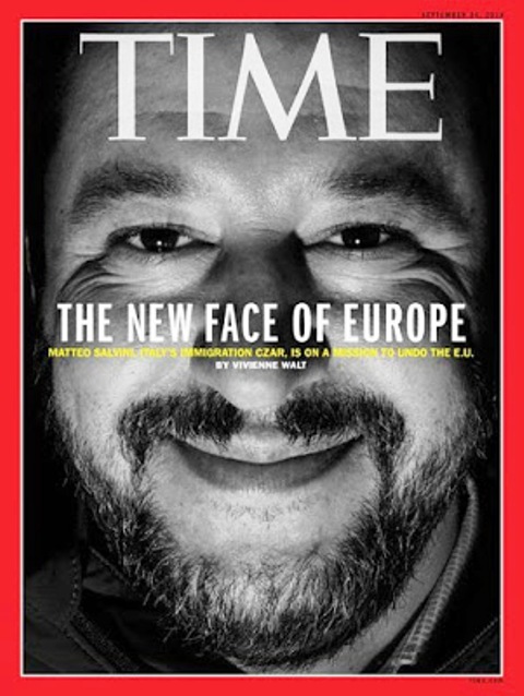 La copertina del Time dedicata a Matteo Salvini. 13 settembre 2018. ANSA/ TIME +++ NO SALES - EDITORIAL USE ONLY +++