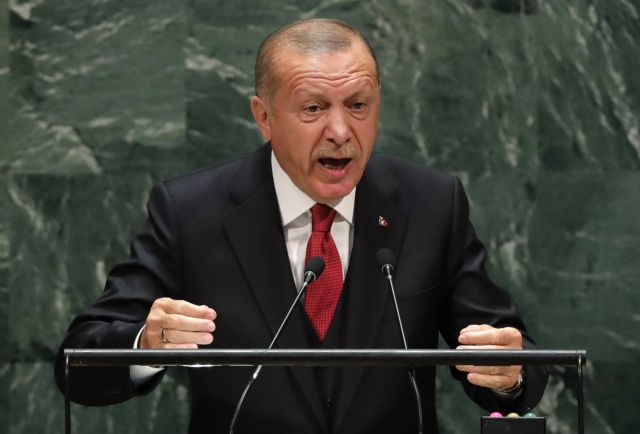 Turkey's President Recep Tayyip Erdogan addresses the 74th session of the United Nations General Assembly at U.N. headquarters in New York City, New York, U.S., September 24, 2019. REUTERS/Lucas Jackson