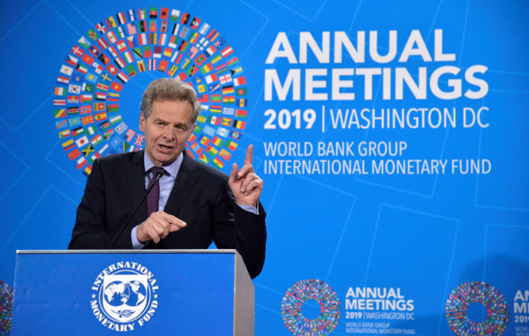 Danish economist Poul Mathias Thomsen, the International Monetary Fund's (IMF) director for the European Department, makes remarks on the outlook for Europe at the IMF and World Bank's 2019 Annual Fall Meetings of finance ministers and bank governors, in Washington, U.S., October 18, 2019. REUTERS/Mike Theiler