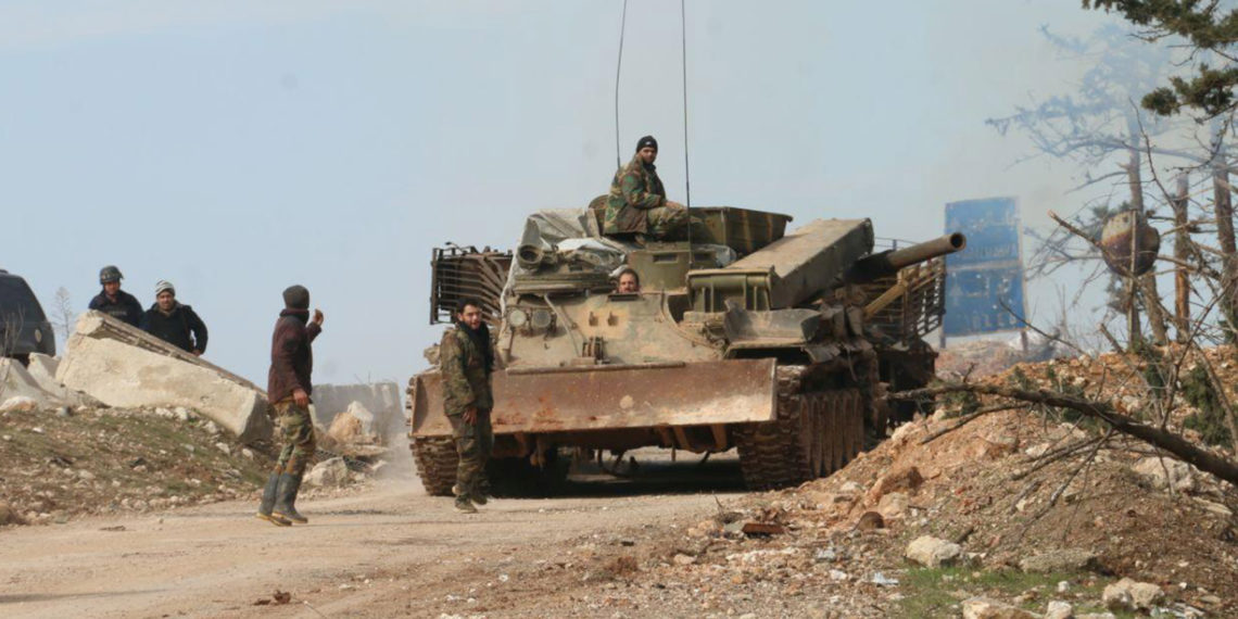 Syrian army soldiers are deployed in the town of Khan al-Assal, west of Aleppo, Syria, in this handout released by SANA on February 16, 2020.  SANA/Handout via REUTERS ATTENTION EDITORS - THIS IMAGE WAS PROVIDED BY A THIRD PARTY. REUTERS IS UNABLE TO INDEPENDENTLY VERIFY THIS IMAGE.