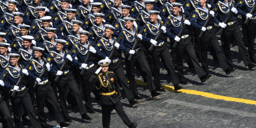 Russian servicemen march during the Victory Day Parade in Red Square in Moscow, Russia, June 24, 2020. The military parade, marking the 75th anniversary of the victory over Nazi Germany in World War Two, was scheduled for May 9 but postponed due to the outbreak of the coronavirus disease (COVID-19). Host photo agency/Evgeny Biyatov via REUTERS