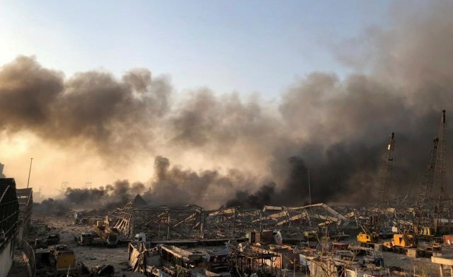 Smoke rises after an explosion was heard in Beirut, Lebanon August 4, 2020. REUTERS/Issam Abdallah