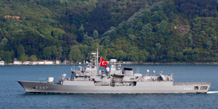 Turkish Navy frigate TCG Kemal Reis (F-247) is pictured in the Bosphorus strait in Istanbul, Turkey May 13, 2019. Picture taken May 13, 2019. REUTERS/Yoruk Isik