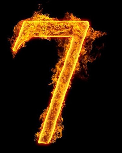 Fire alphabet number 7 seven