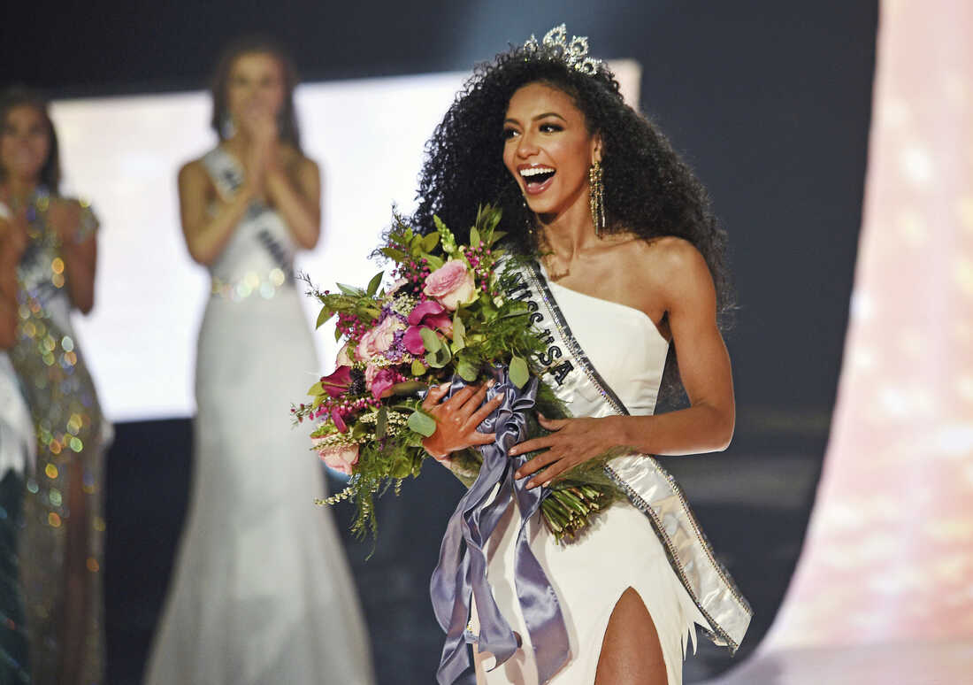 FILE - Miss North Carolina Cheslie Kryst wins the 2019 Miss USA final competition in the Grand Theatre in the Grand Sierra Resort in Reno, Nev., on May 2, 2019. Kryst, a correspondent for the entertainment news program "Extra," has died. Police said the 30-year-old Kryst jumped from a Manhattan apartment building. She was pronounced dead at the scene Sunday morning, Jan. 30, 2022. Her family confirmed her death in a statement. (Jason Bean/The Reno Gazette-Journal via AP, File)