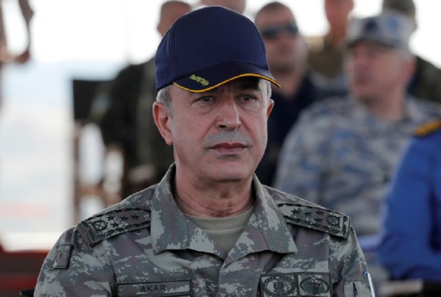 Turkey's Chief of the General Staff Hulusi Akar is seen during the EFES-2018 Military Exercise near the Aegean port city of Izmir, Turkey May 10, 2018. REUTERS/Osman Orsal