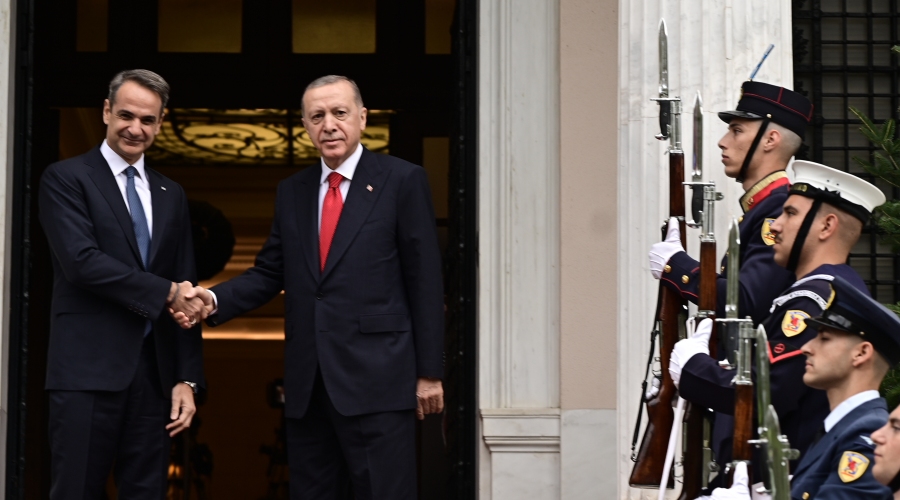Συνάντηση του Πρωθυπουργού Κυριάκου Μητσοτάκη με τον Πρόεδρο της Δημοκρατίας της Τουρκίας Recep Tayyip Erdogan, Πέμπτη 7 Δεκεμβρίου 2023. 
(ΜΙΧΑΛΗΣ ΚΑΡΑΓΙΑΝΝΗΣ/EUROKINISSI)