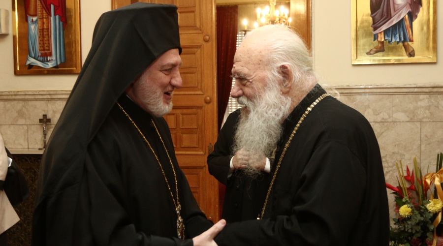 Ο Αρχιεπισκοπος Ιερωνυμος συναντηθηκε σημερα με τον Αρχιεπισκοπο Αμερικης Ελπιδοφορο ο οποιος  βρεθηκε στην Ελλαδα και αφου πρωτα ειχε επισκεφθει το Αγιο Ορος--(ΦΩΤΟ ΧΡΗΣΤΟΣ ΜΠΟΝΗΣ//ΑΡΧΙΕΠΙΣΚΟΠΗ ΑΘΗΝΩΝ)