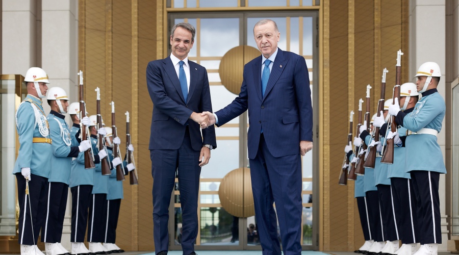 Συνάντηση του Πρωθυπουργού Κυριάκου Μητσοτάκη με τον Πρόεδρο της Τουρκίας, Ρετζέπ Ταγίπ Ερντογάν στο Προεδρικό Μέγαρο στην Άγκυρα, Δευτέρα 13 Μαΐου 2024. 
(ΔΗΜΗΤΡΗΣ ΠΑΠΑΜΗΤΣΟΣ/ΓΡΑΦΕΙΟ ΤΥΠΟΥ ΠΡΩΘΥΠΟΥΡΓΟΥ/EUROKINISSI)